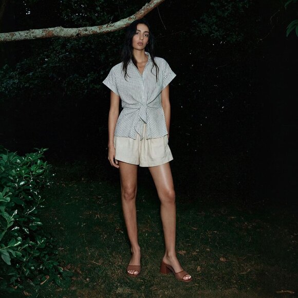 Women's Brown Mesh Slide Sandals Square Open Toe Mules Chunky Heels Slip On - Picture 4 of 6